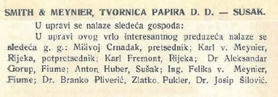 Uprava tvornice papira 1933.